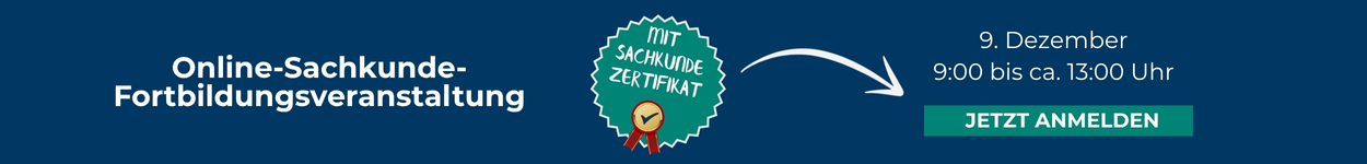 Einladung Online-Sachkunde-Fortbildungsveranstaltung am 2. Dezember 2025