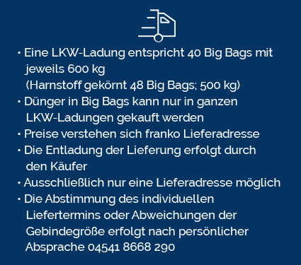 Lieferinformationen Dünger