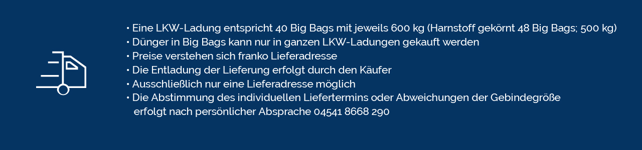 Lieferinformationen Dünger